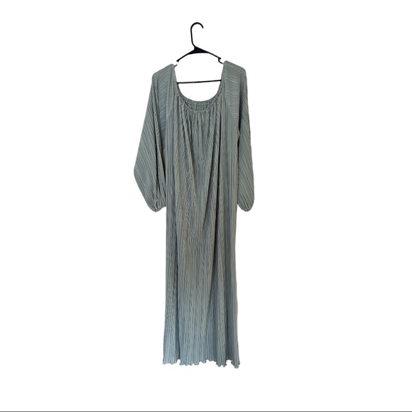 Arthur Connell A.R.C. Designs Vintage Crimp Pleated Sea Foam Maxi Dress Gown - Picture 6 of 6